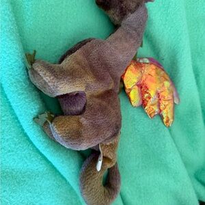 Ty Brown Dragon Stuffed Animal with Orange Wings